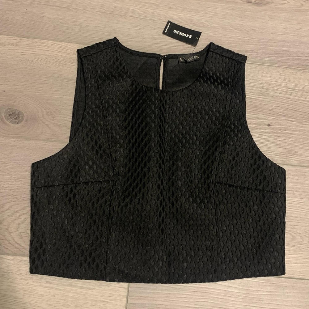 Express Black Honeycomb Crop Top